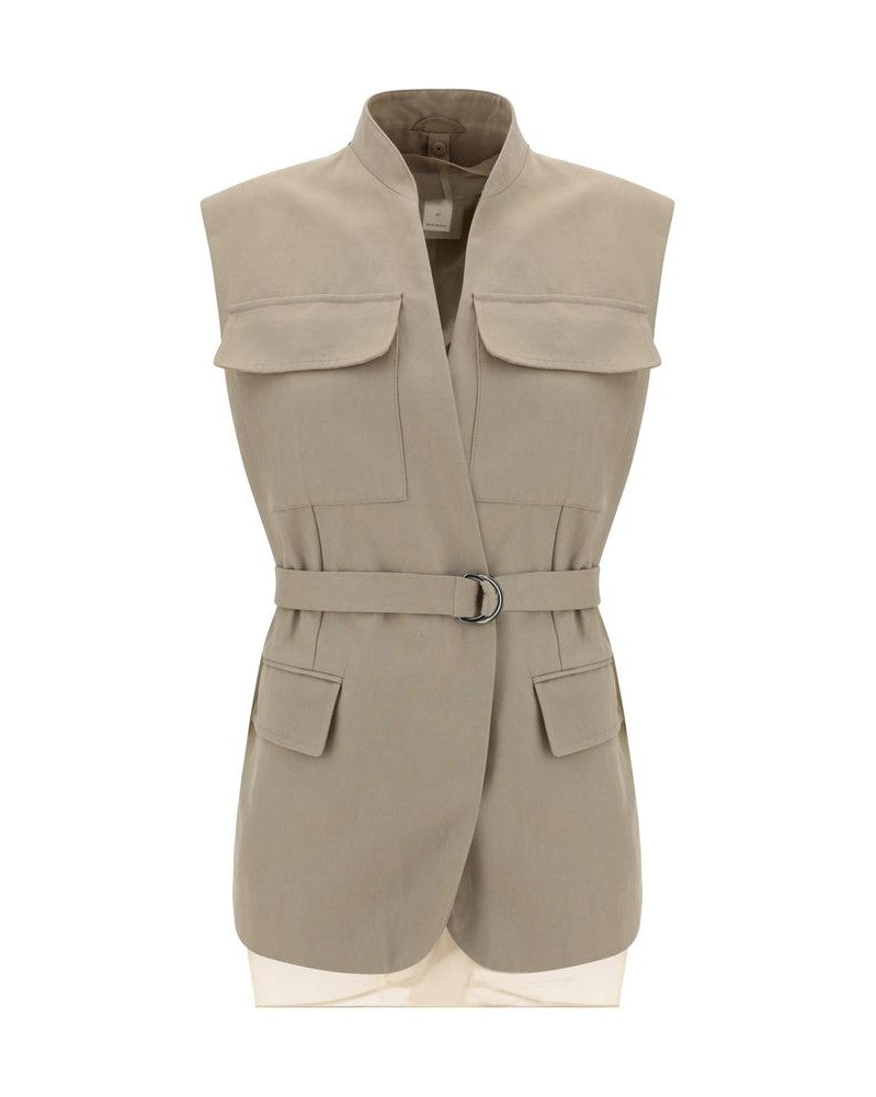 Brunello Cucinelli Beige Cotton Sleveless Jacket Glam Steals