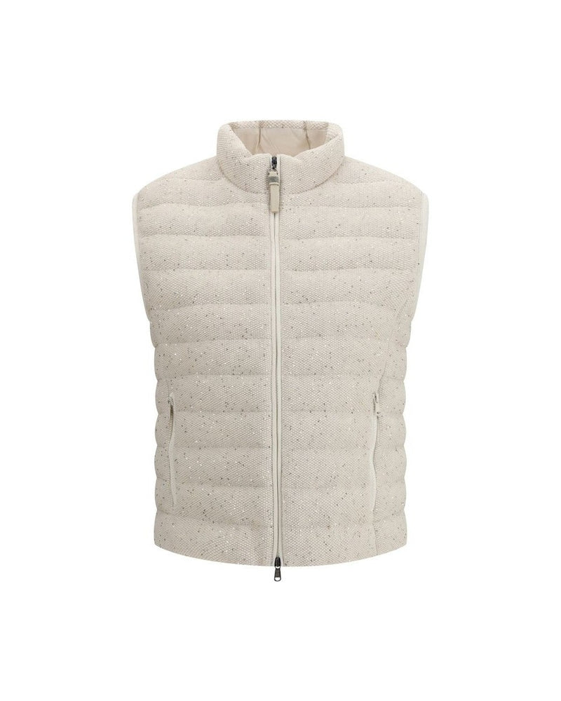 Brunello Cucinelli Beige Goose Down Sleveless Jacket 