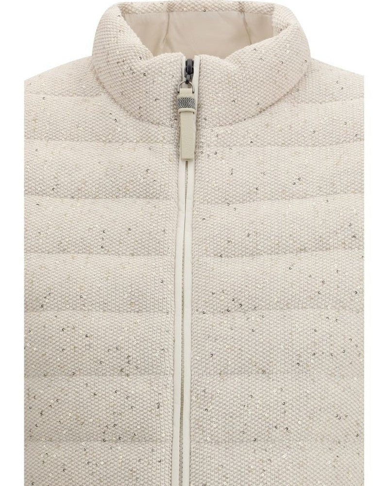 Brunello Cucinelli Beige Goose Down Sleveless Jacket Glam Steals