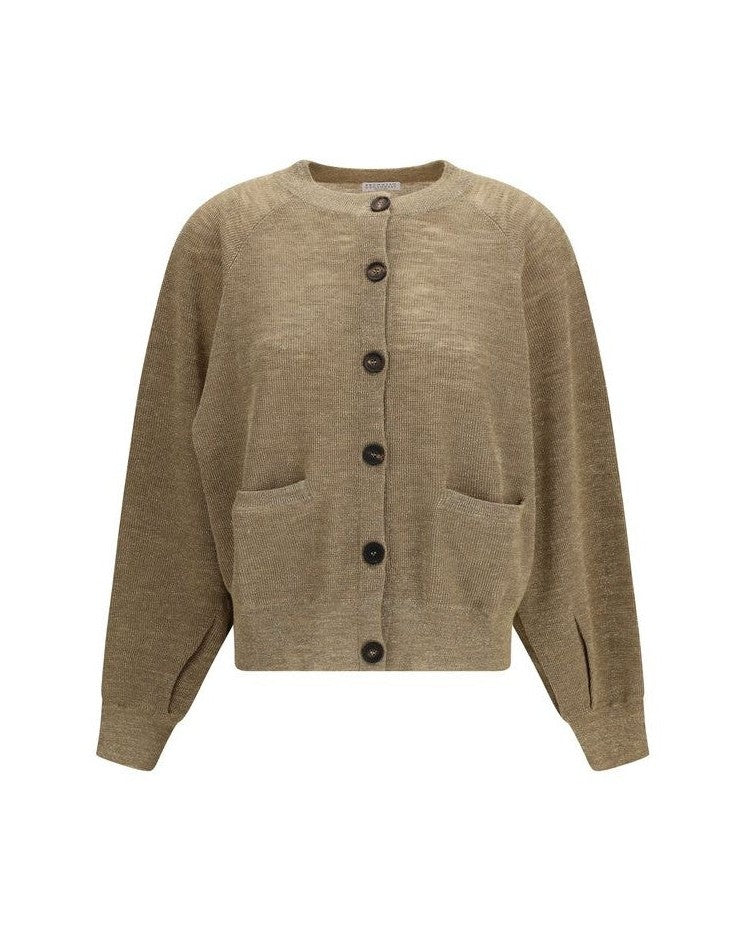 Brunello Cucinelli Beige Linen Cardigan 