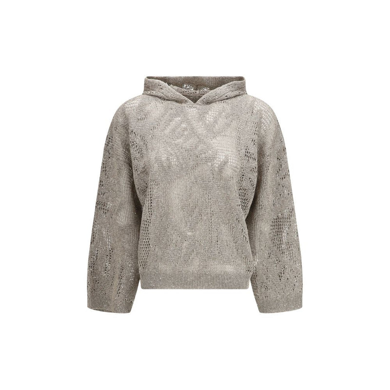 Brunello Cucinelli Beige Linen Hoodie Glam Steals
