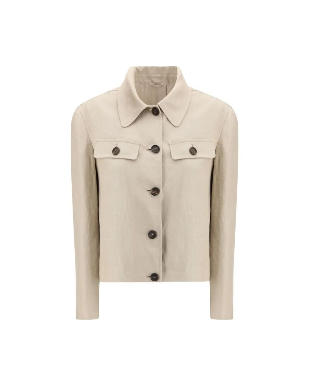 Brunello Cucinelli Beige Linen Jacket Coats & Jackets