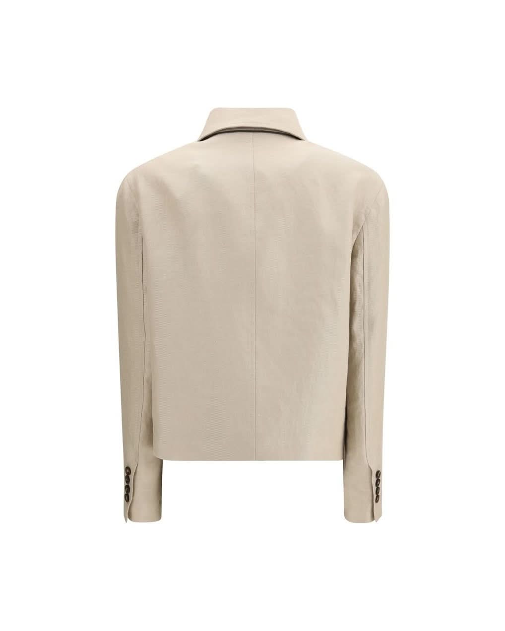 Brunello Cucinelli Beige Linen Jacket Coats & Jackets