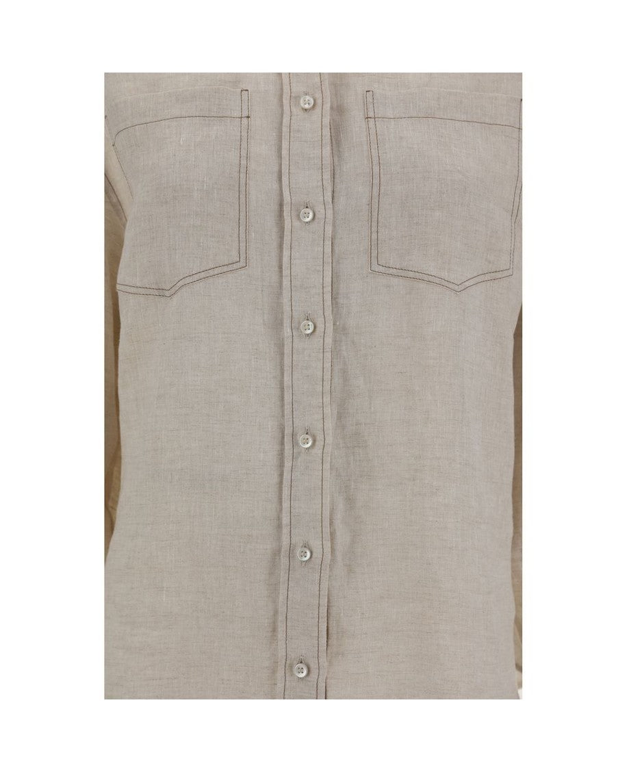 Brunello Cucinelli Beige Linen Shirt Glam Steals