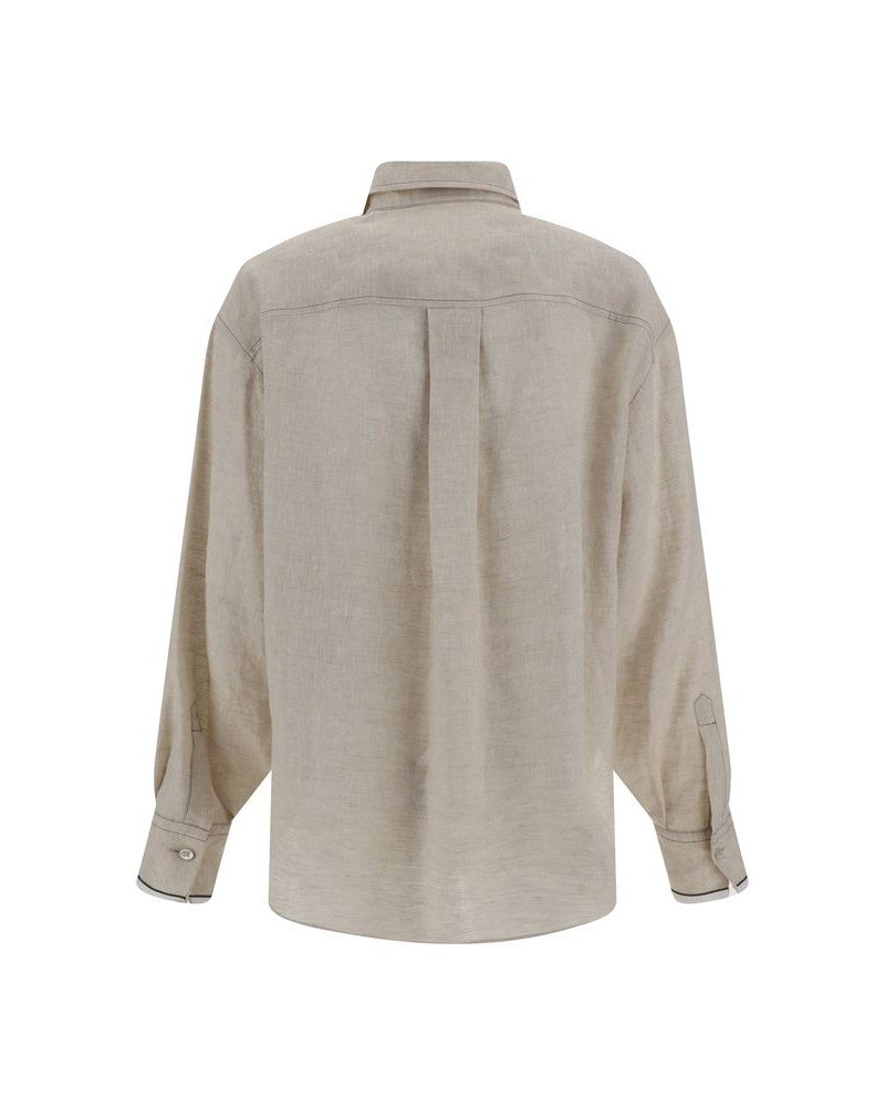 Brunello Cucinelli Beige Linen Shirt Glam Steals