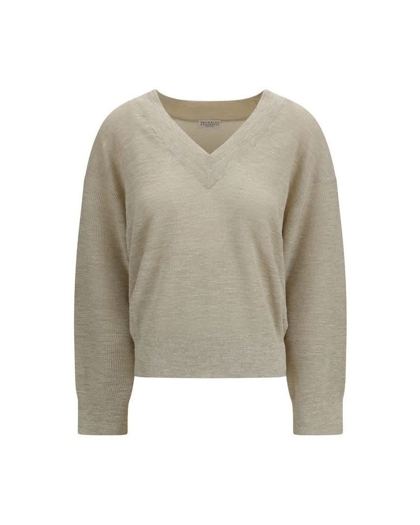 Brunello Cucinelli Beige Linen Sweat-shirt Glam Steals