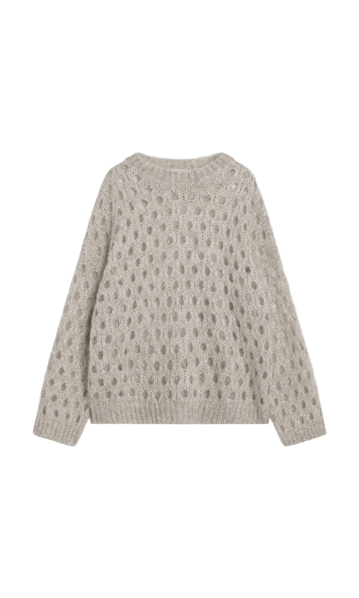 Brunello Cucinelli Beige Openwork Mohair Blend Sweater Glam Steals