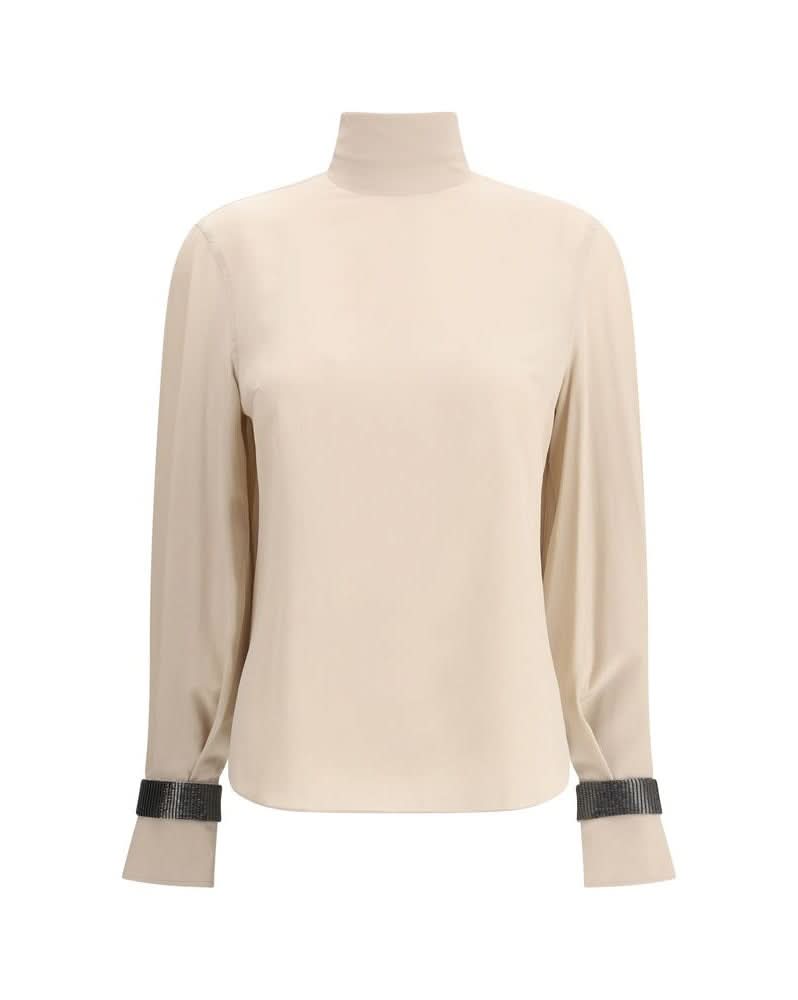 Brunello Cucinelli Beige Silk Blouse 