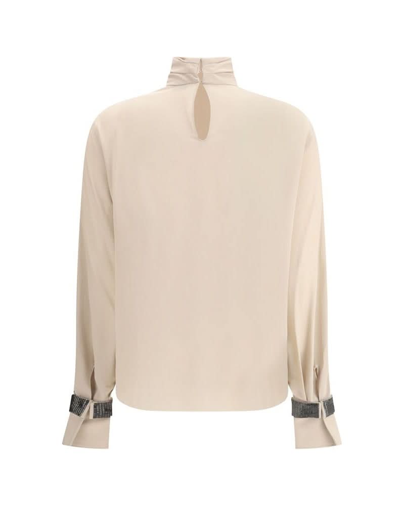 Brunello Cucinelli Beige Silk Blouse 