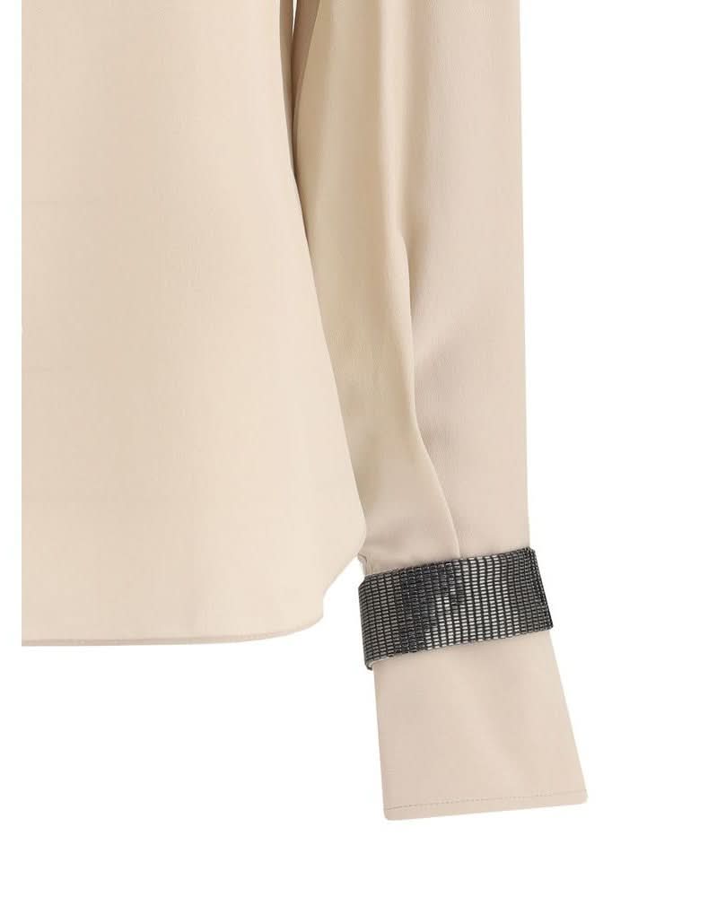 Brunello Cucinelli Beige Silk Blouse 