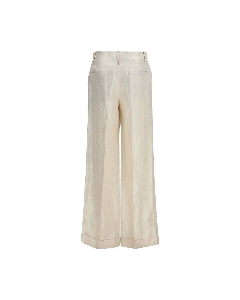 Brunello Cucinelli Beige Silk Casual Pant Glam Steals