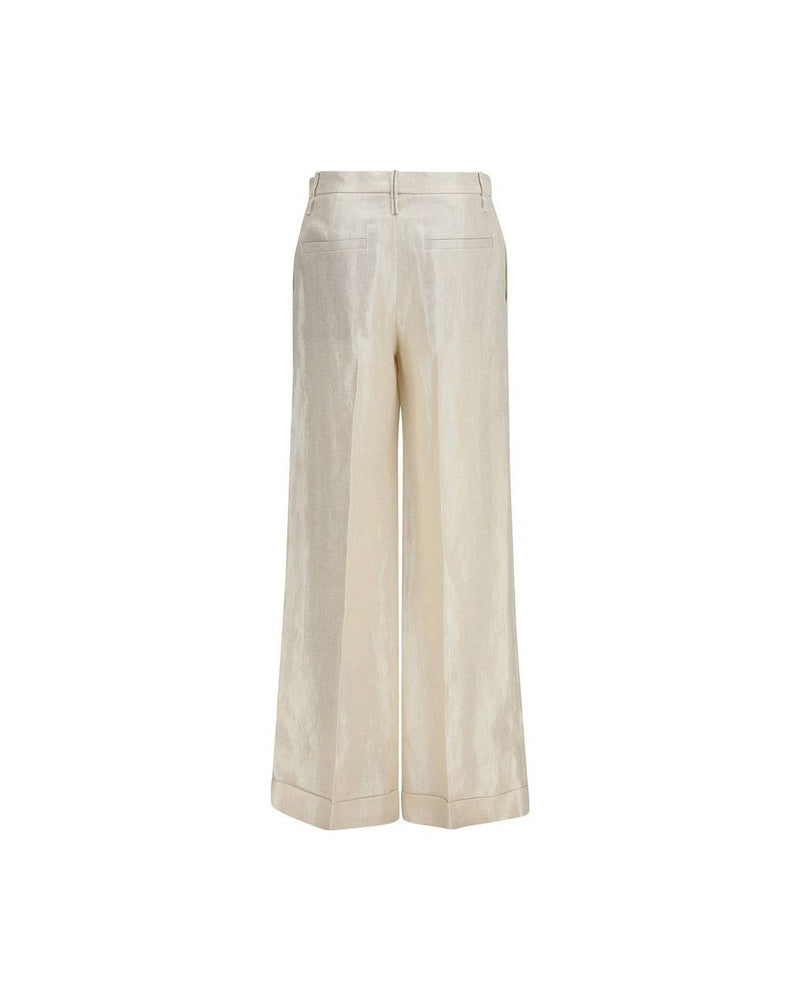 Brunello Cucinelli Beige Silk Casual Pant Glam Steals