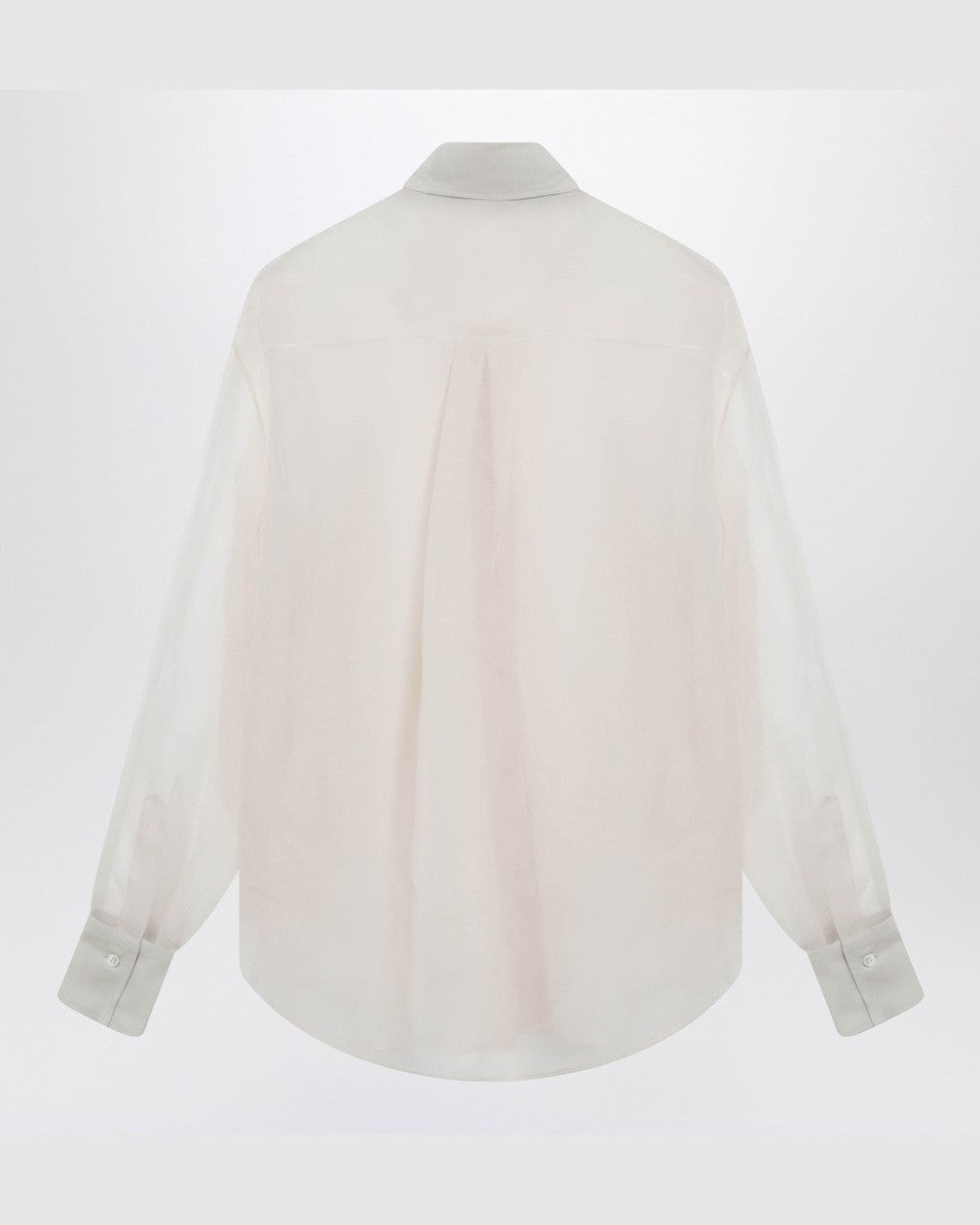 Brunello Cucinelli Beige Silk Crispy Shirt with Monile Detail Glam Steals