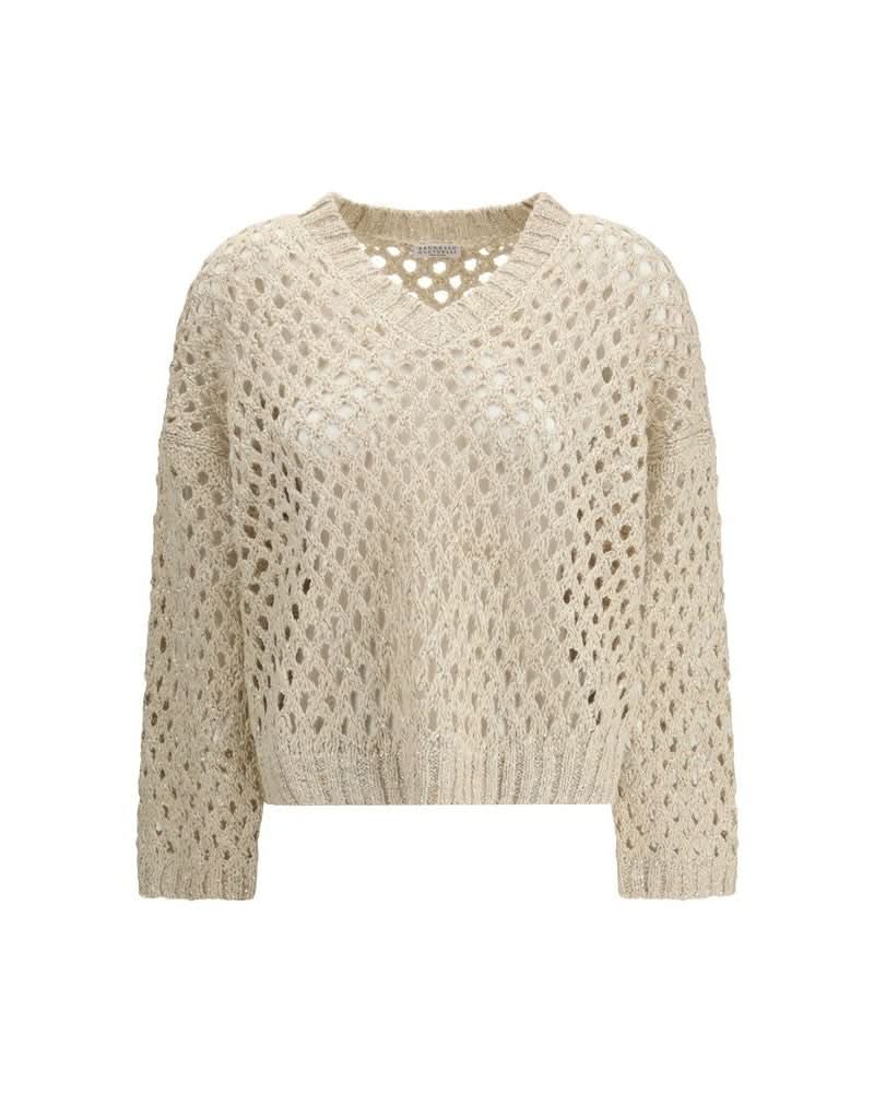 Brunello Cucinelli Beige Silk Sweater Glam Steals