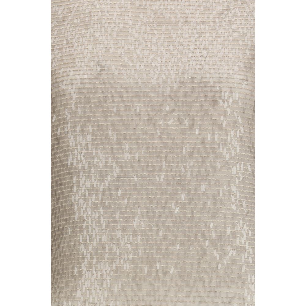 Brunello Cucinelli Beige Silk T-shirt Glam Steals