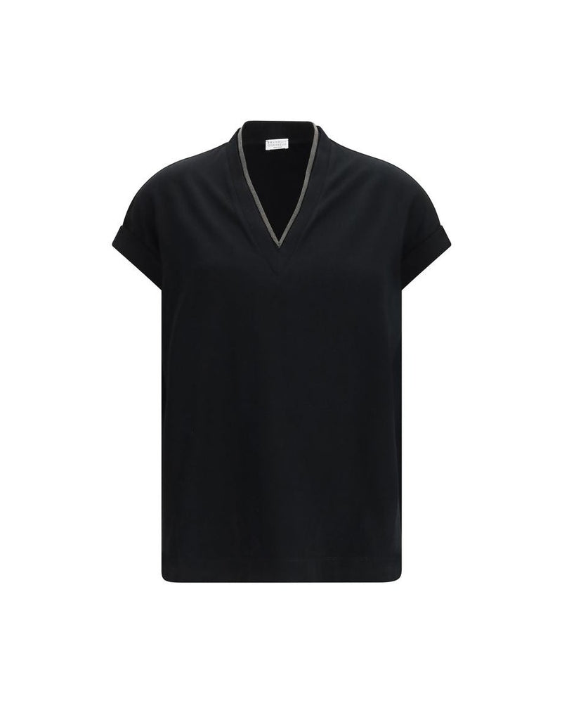 Brunello Cucinelli Black Cotton T-shirt Glam Steals