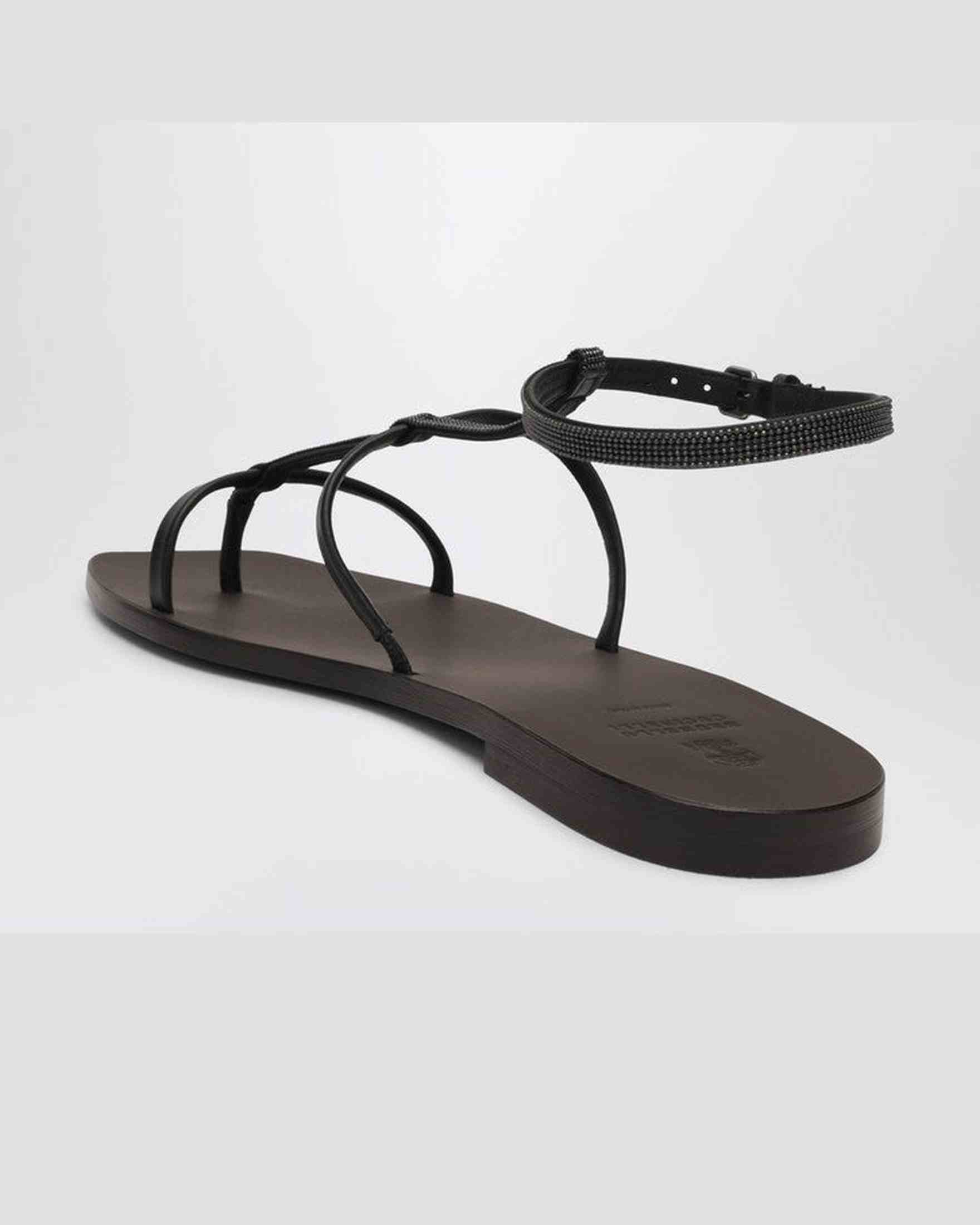 Brunello Cucinelli Black Sandals with Precious Strap Glam Steals
