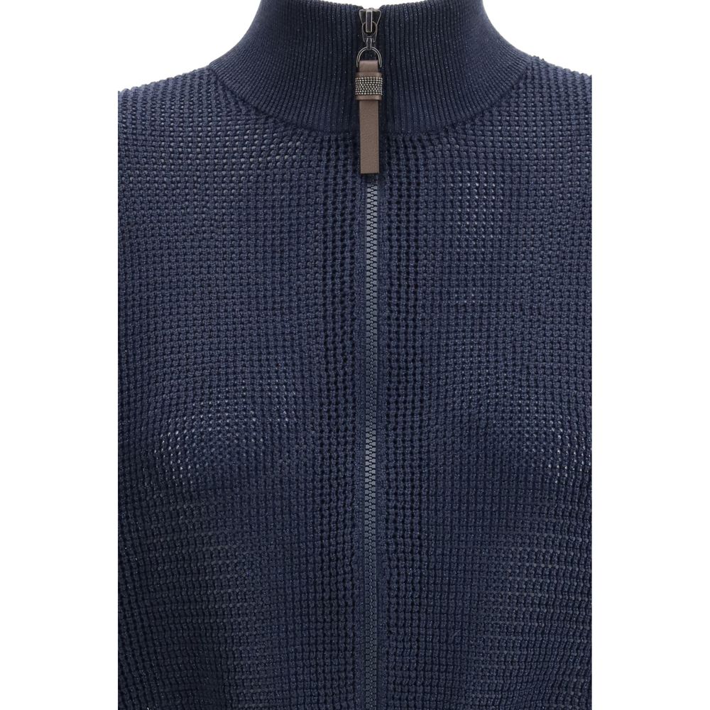 Brunello Cucinelli Blue Cotton Cardigan Glam Steals