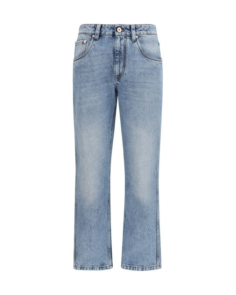 Brunello Cucinelli Blue Cotton Straight Leg Jeans Glam Steals