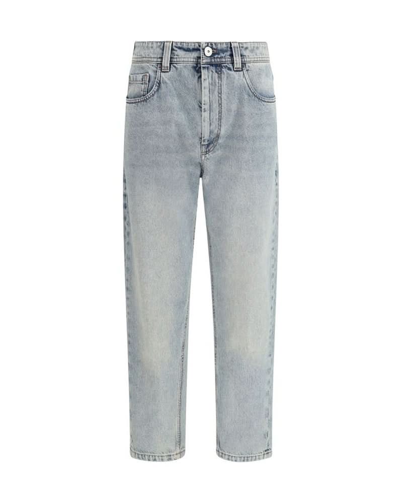 Brunello Cucinelli Blue Cotton Straight Leg Jeans Glam Steals