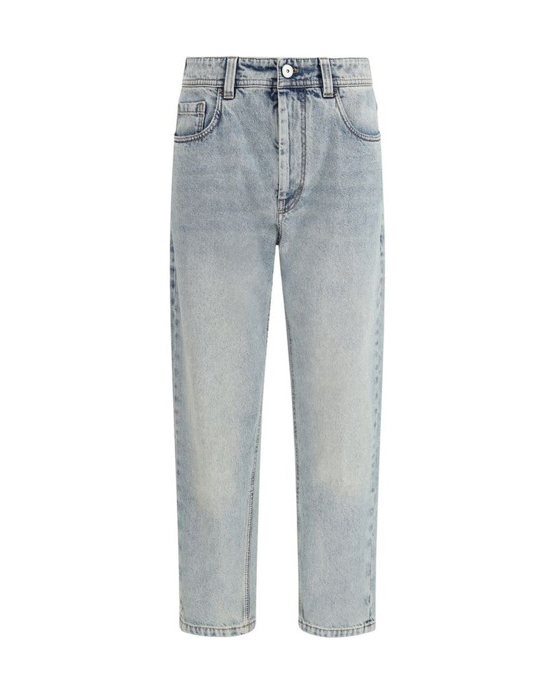 Brunello Cucinelli Blue Cotton Straight Leg Jeans Glam Steals