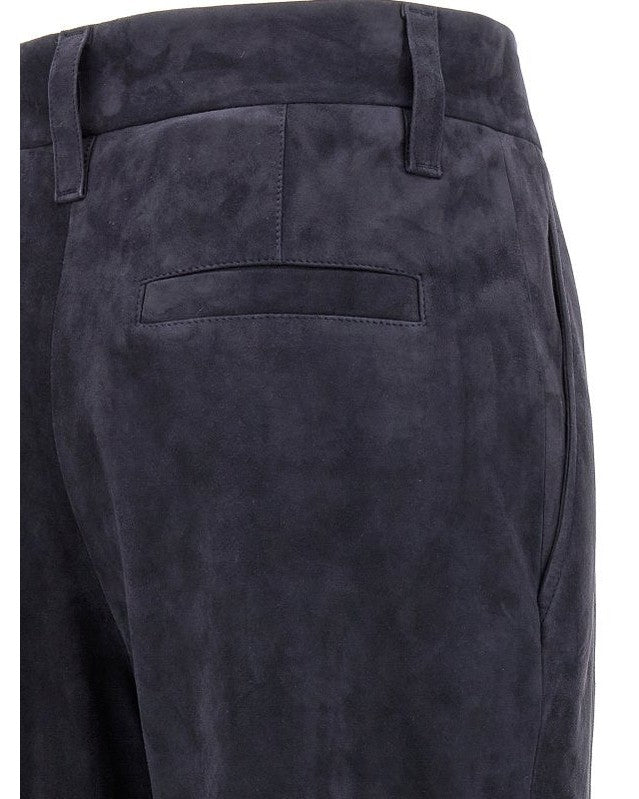 Brunello Cucinelli Blue Leather Pant Glam Steals