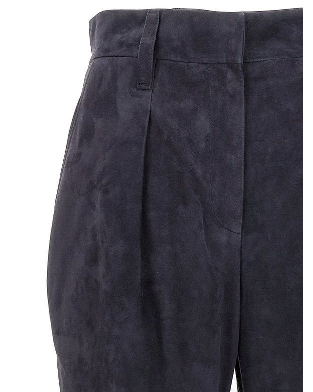 Brunello Cucinelli Blue Leather Pant Glam Steals