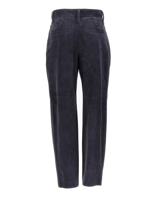 Brunello Cucinelli Blue Leather Pant Glam Steals