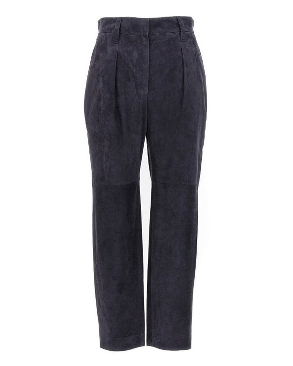 Brunello Cucinelli Blue Leather Pant Glam Steals