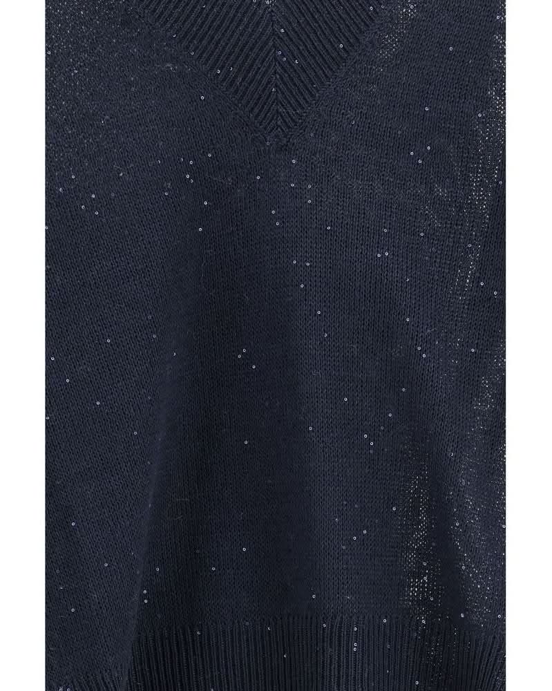 Brunello Cucinelli Blue Linen Sweatshirt 