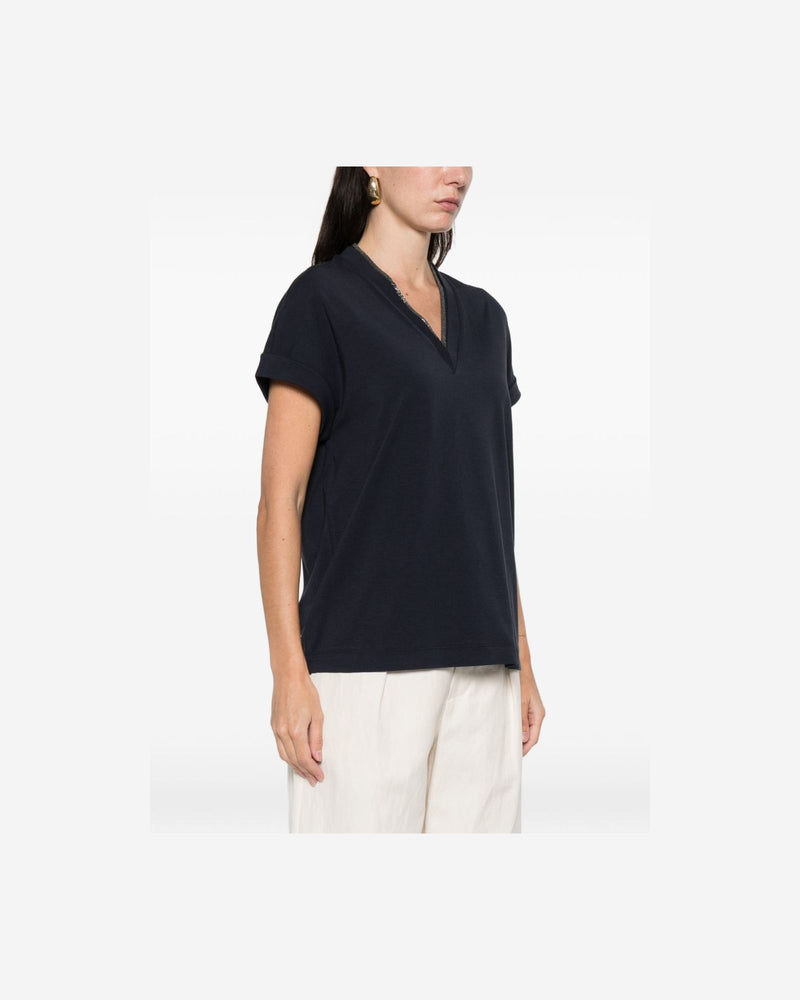 Brunello Cucinelli Blue Polo T-shirt Glam Steals