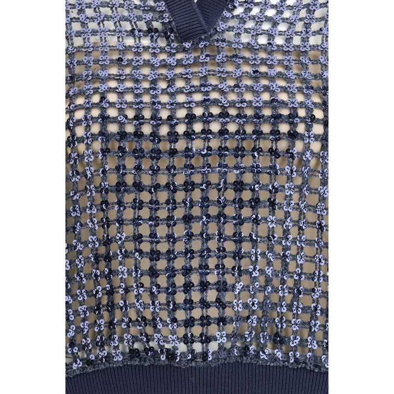 Brunello Cucinelli Blue Silk Polo Shirt 