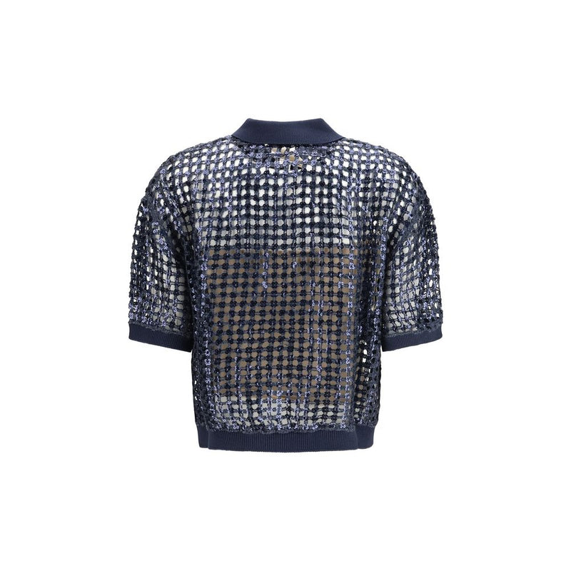 Brunello Cucinelli Blue Silk Polo Shirt 