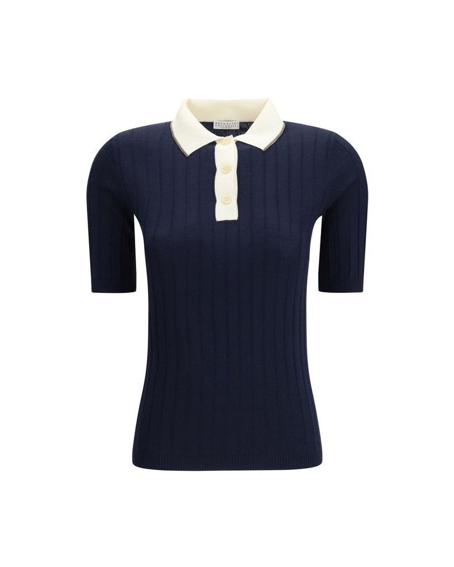 Brunello Cucinelli Blue Wool Oves Aries Polo Shirt