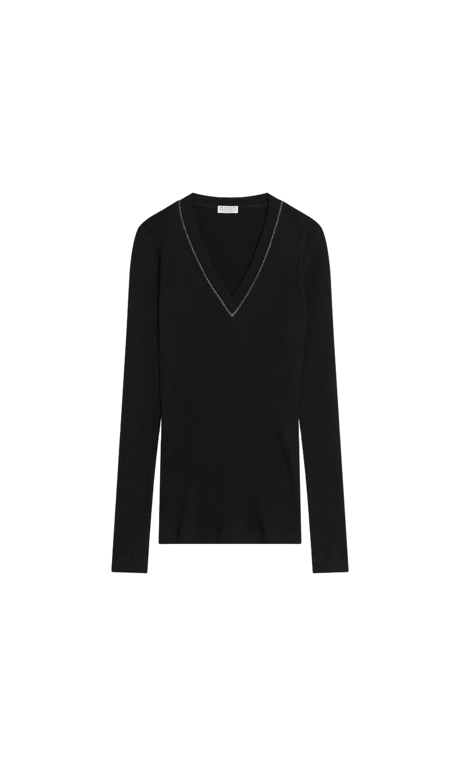 Brunello Cucinelli Blue Wool Ribbed Sweater Glam Steals