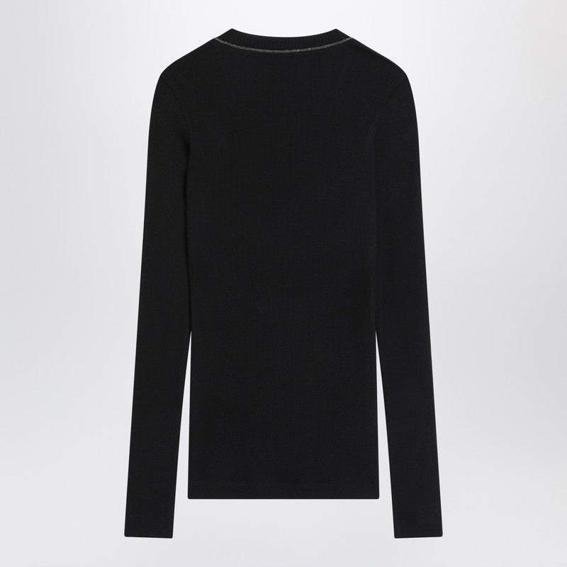 Brunello Cucinelli Blue Wool Ribbed Sweater Glam Steals