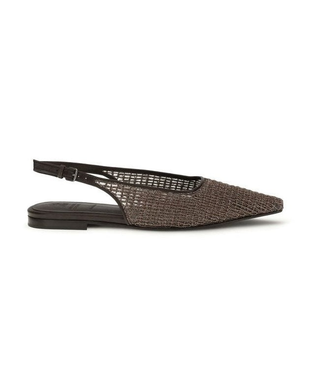 Brunello Cucinelli Brown Calf Leather Bos Taurus Ballet Flats Flats