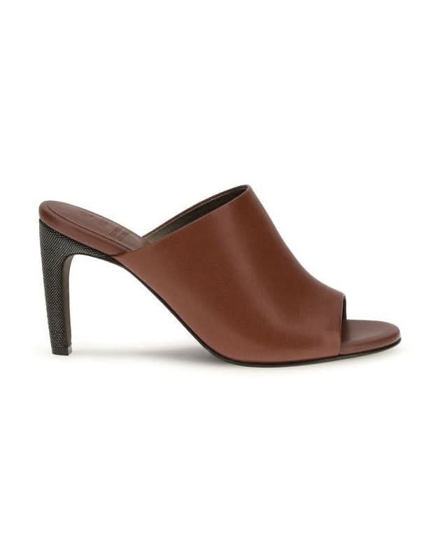 Brunello Cucinelli Brown Calf Leather Bos Taurus High Heel Pumps Heels