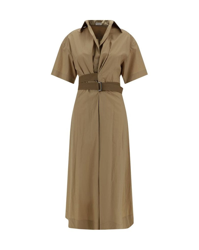 Brunello Cucinelli Brown Cotton Casual Dress Glam Steals