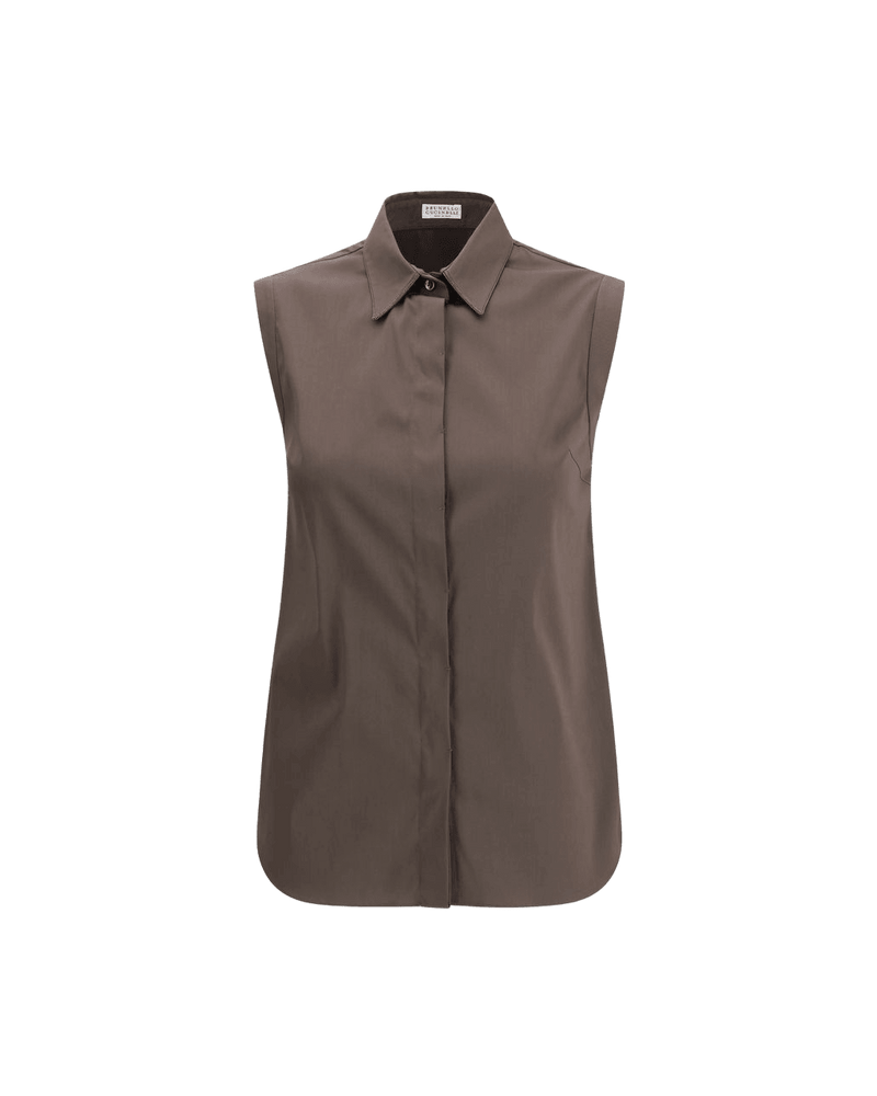 Brunello Cucinelli Brown Cotton Shirt Glam Steals