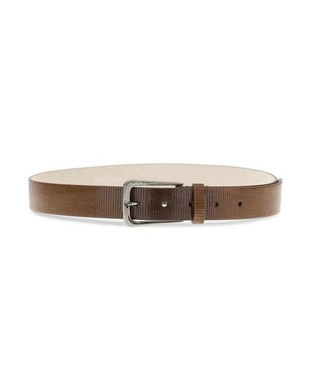 Brunello Cucinelli Brown Leather Calf Bos Taurus Regular Belt 