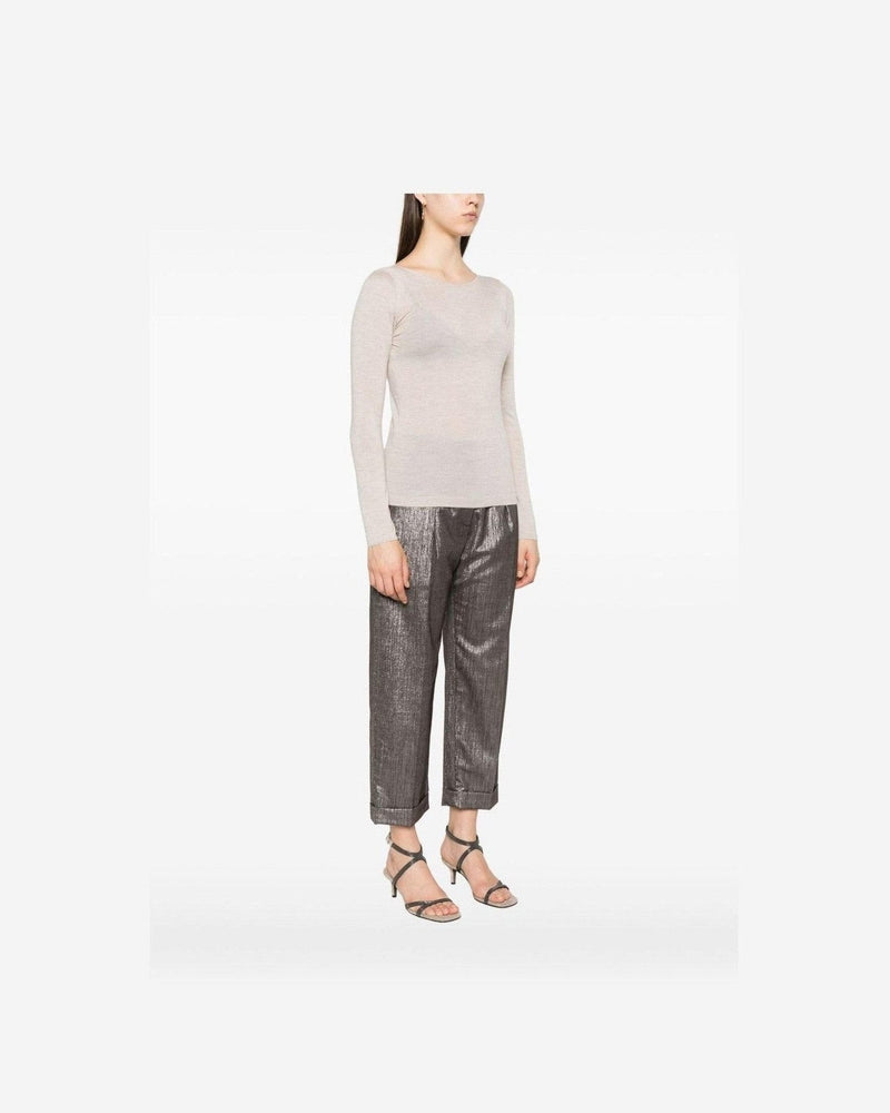 Brunello Cucinelli Brown Leather Sweater Glam Steals