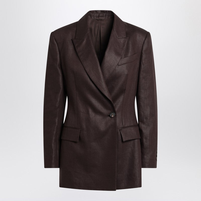 Brunello Cucinelli Brown Linen Shiny Twill Jacket Glam Steals