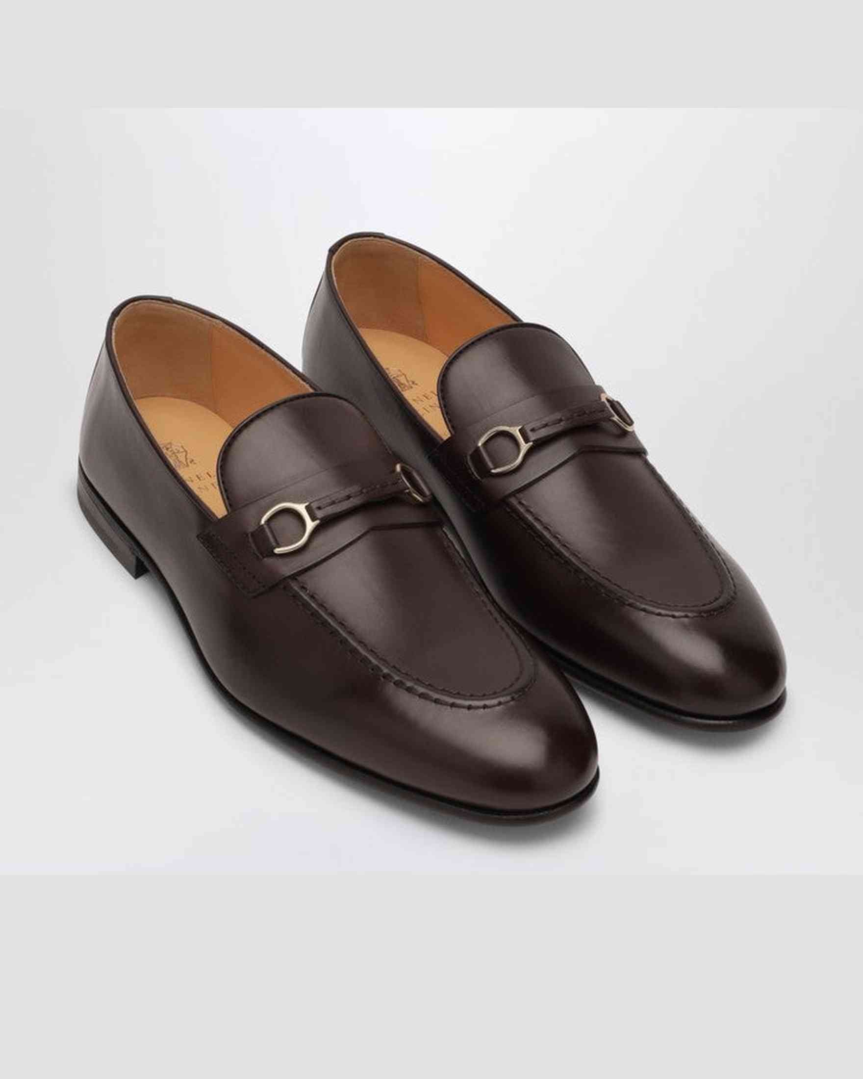 Brunello Cucinelli Brown Loafers with Bit Glam Steals