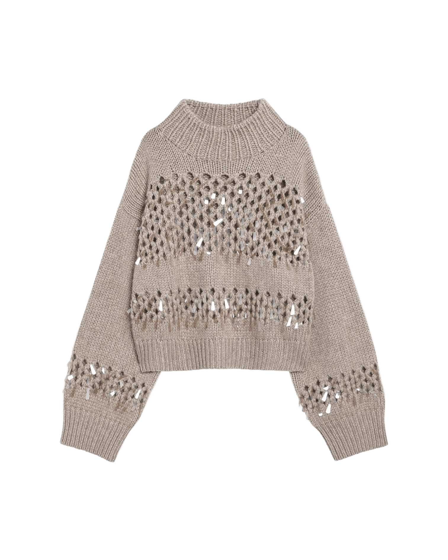 Brunello Cucinelli Brown Openwork Sweater With Sequins Glam Steals