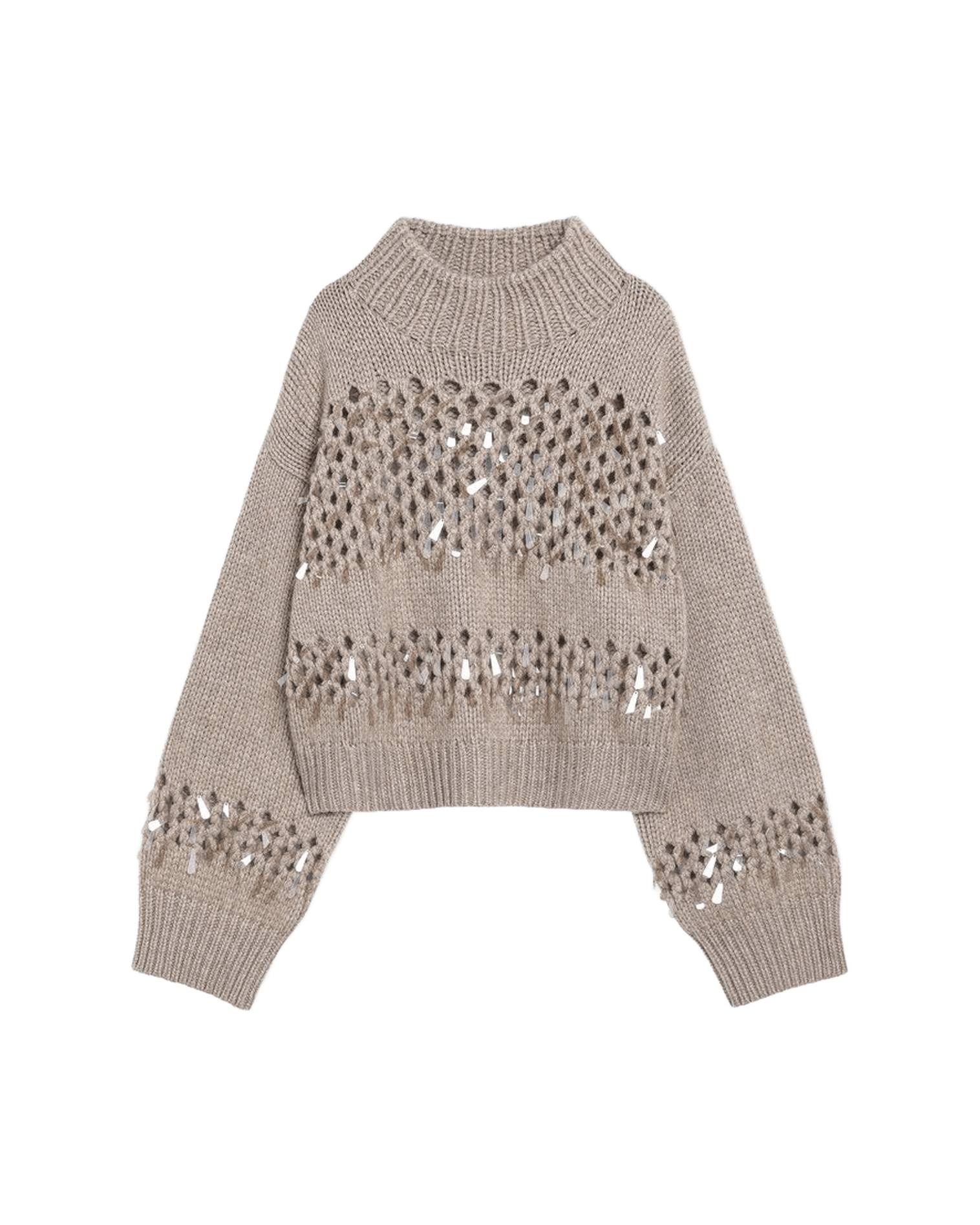 Brunello Cucinelli Brown Openwork Sweater With Sequins Glam Steals