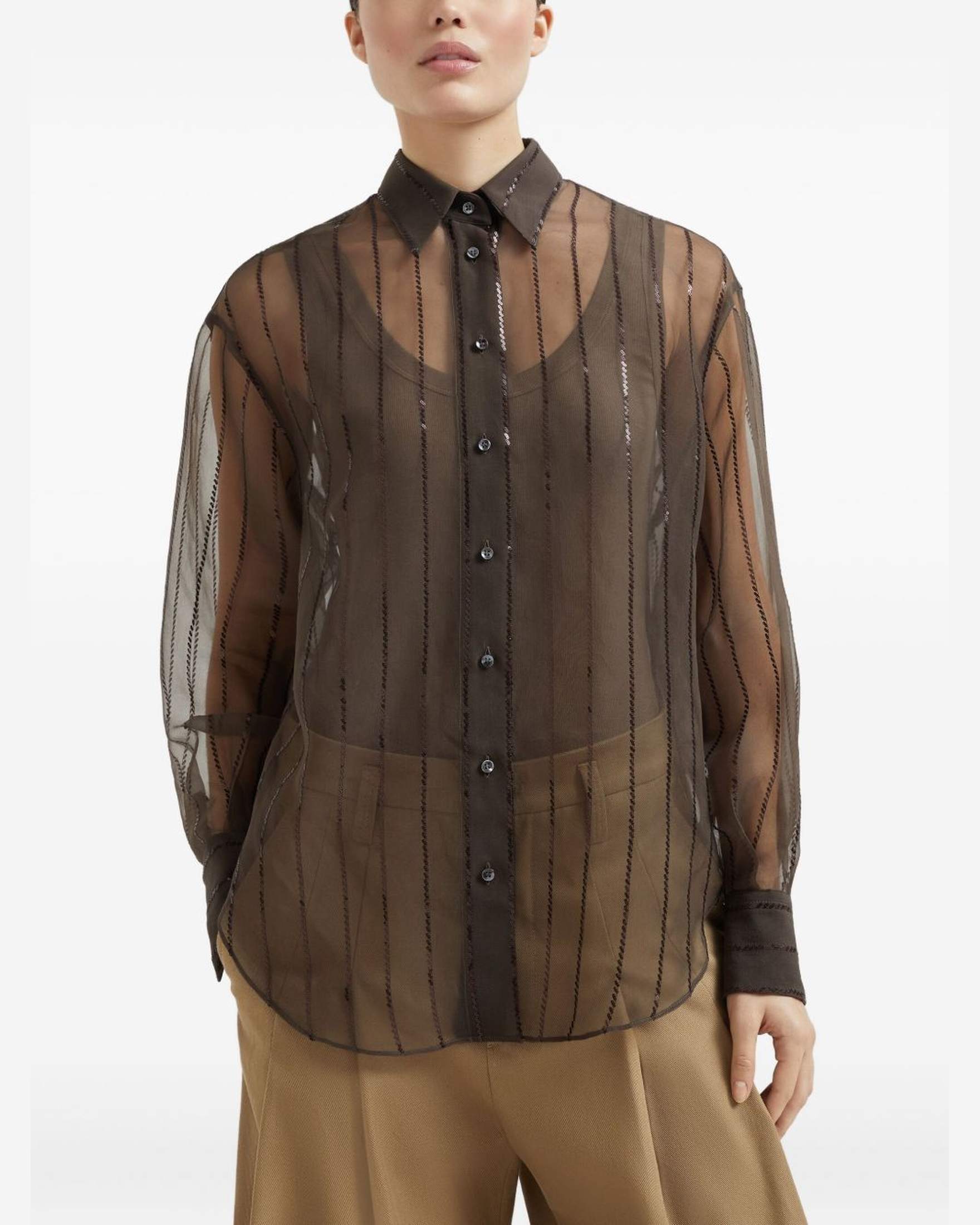 Brunello Cucinelli Brown Shirt Glam Steals