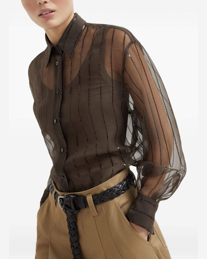 Brunello Cucinelli Brown Shirt Glam Steals