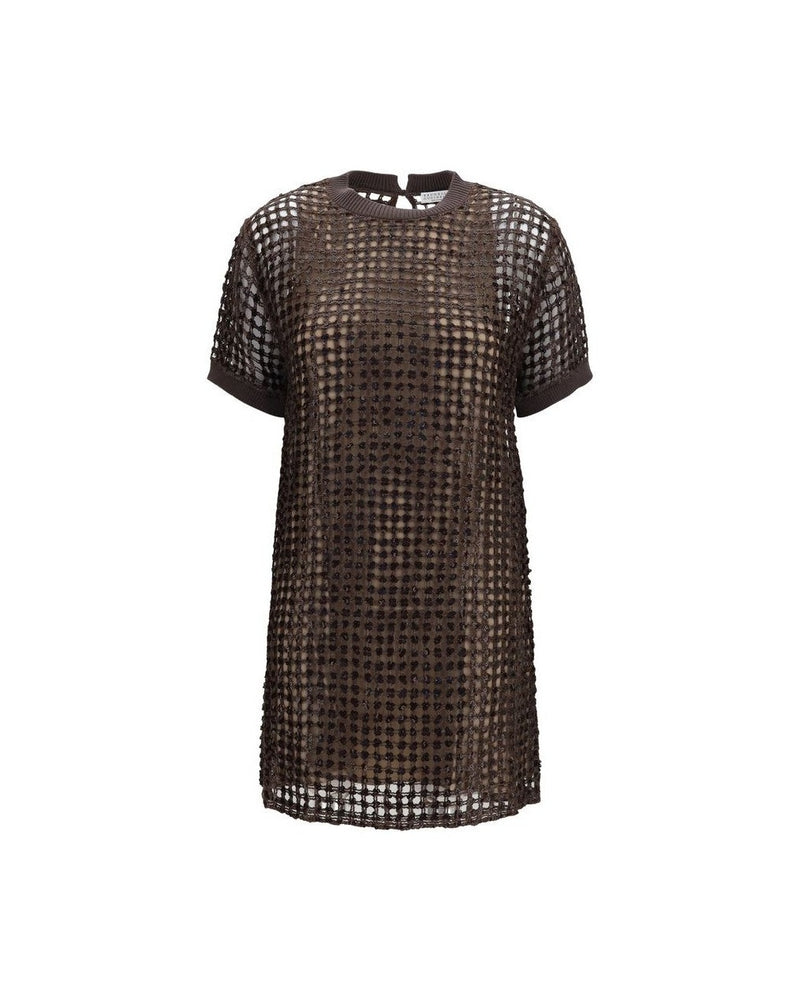 Brunello Cucinelli Brown Silk Cocktail Dress Glam Steals