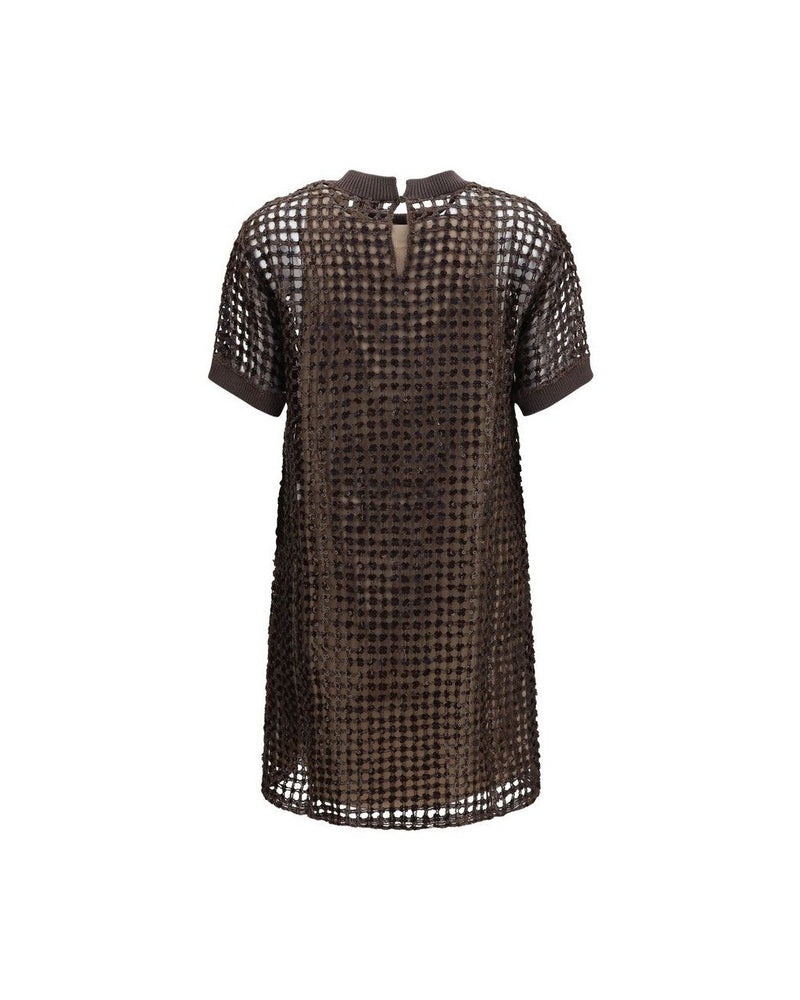 Brunello Cucinelli Brown Silk Cocktail Dress Glam Steals